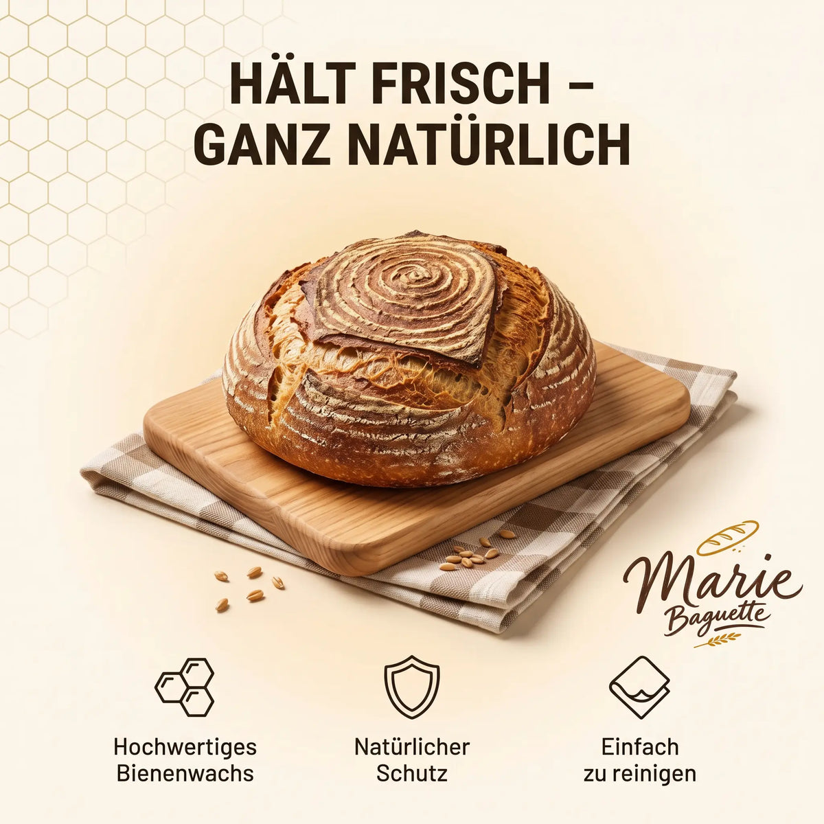 Marie Baguette® Premium-Beutel aus Bienenwachs und 100 % Baumwolle
