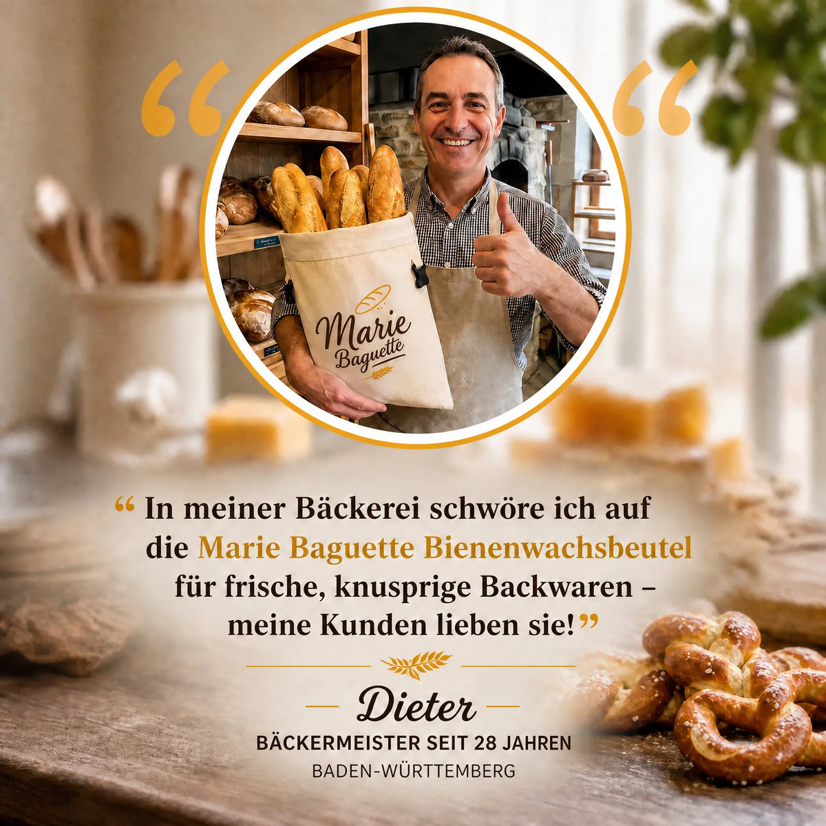 Marie Baguette® Premium-Beutel aus Bienenwachs und 100 % Baumwolle